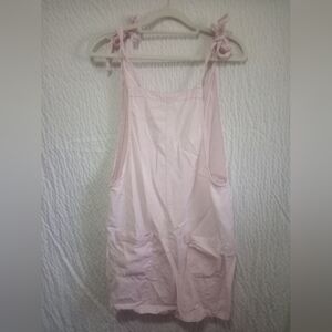 🛍️100% Lyocell Blumind Light Pink Short Romper With Tie Straps And Pockets